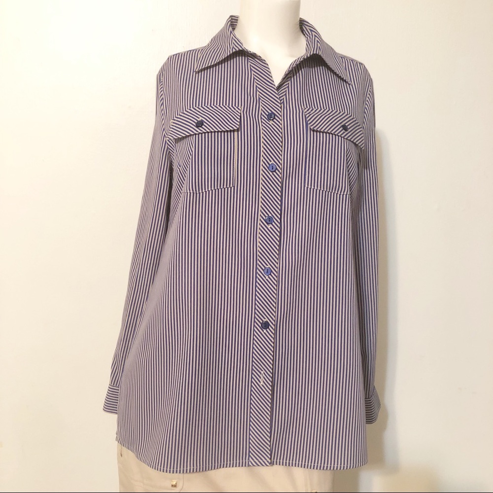 Elements Tan/ Blue Blouse Size- Small